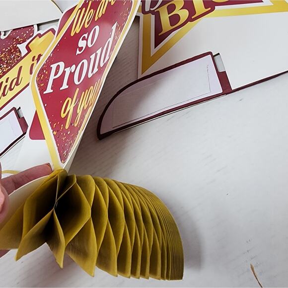 Graduation 9 Piece Decoration Set Honey Comb Table Decoration Guys or Girls - Picture 6 of 7